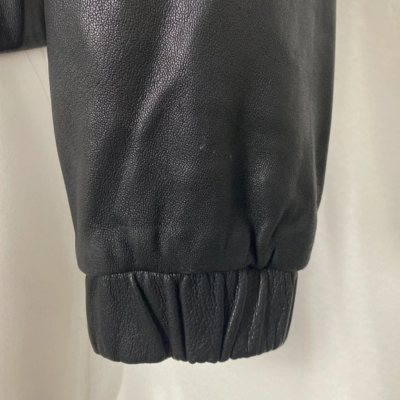 Ana Black Front Zip Soft Leather Bomber Jacket Size SP - Picture 5 of 9